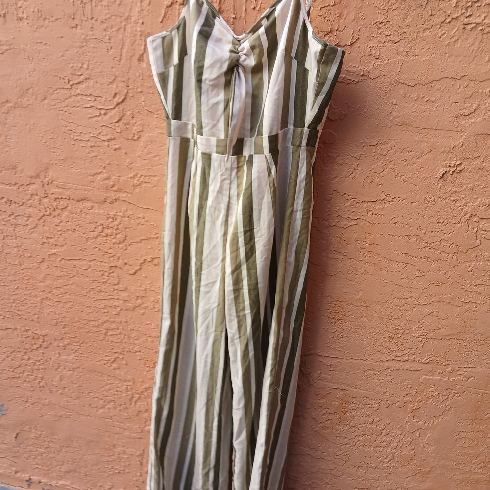 Striped Green and White Jumpsuit